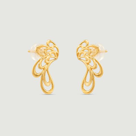 Fluid Diya Gold Stud Earrings