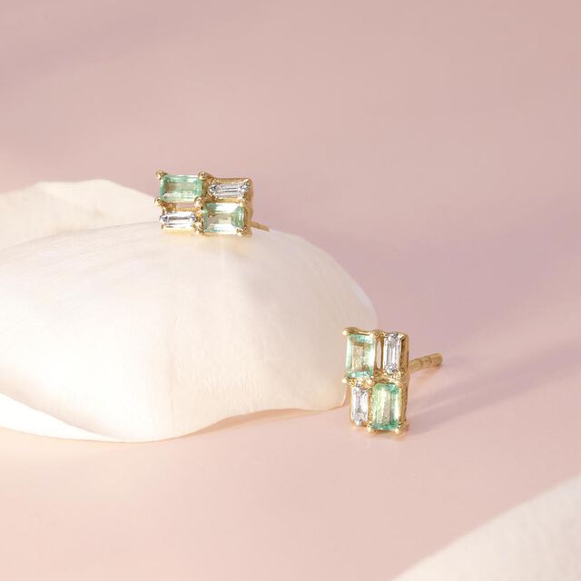 Modern Grid Diamond Stud Earrings,,hi-res image number null