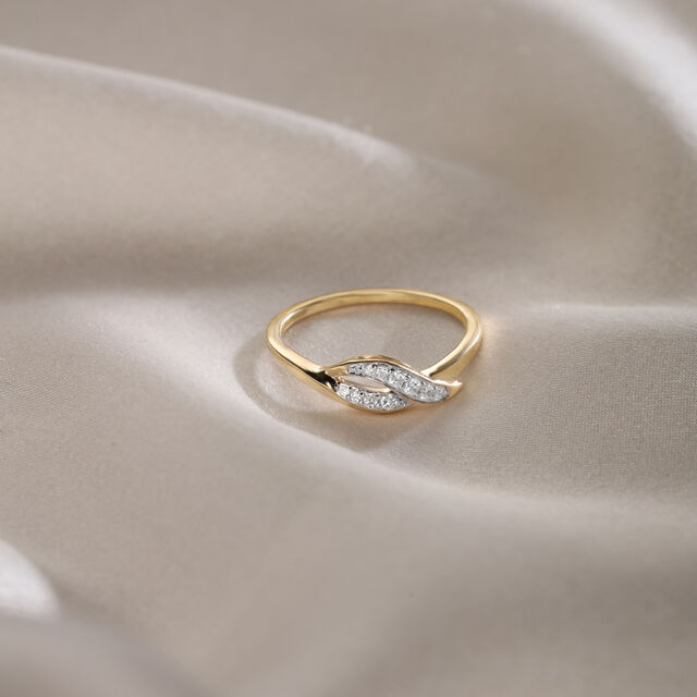 Wavelit Leaves 14 Kt Gold & Diamond Finger Ring,,hi-res image number null
