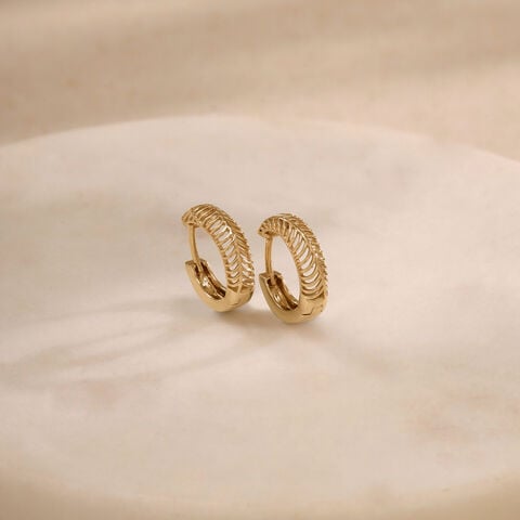 Linear Rhythm Gold Hoop Earrings