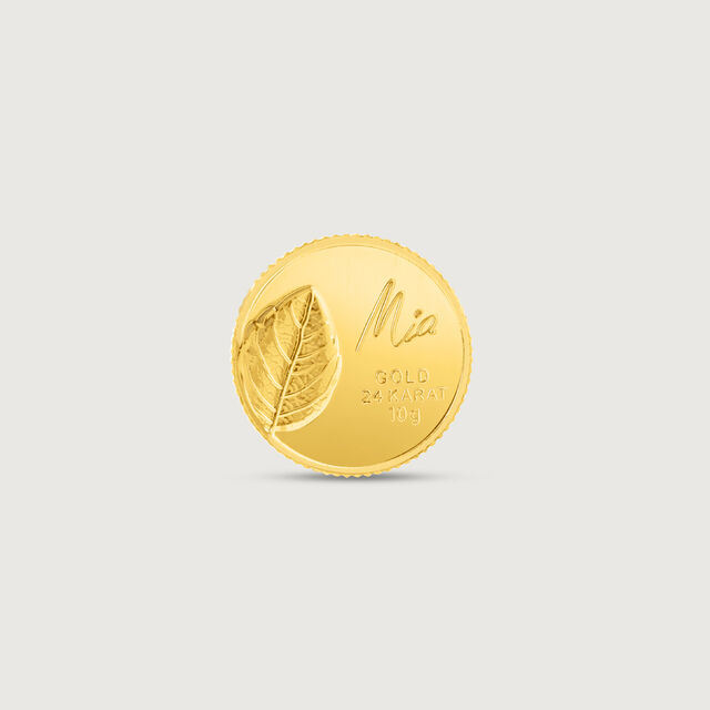 10 gm 24 Karat Tulsi Leaf Gold Coin (9999 Purity),,hi-res image number null