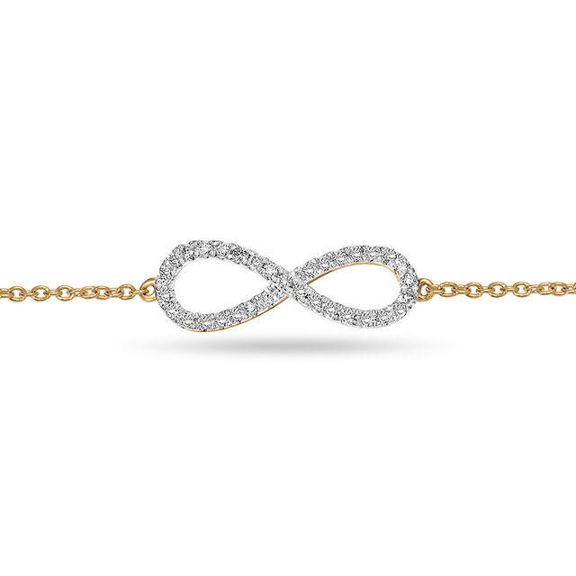 14 KT Yellow Gold Infinity Diamond Bracelet,,hi-res view 4
