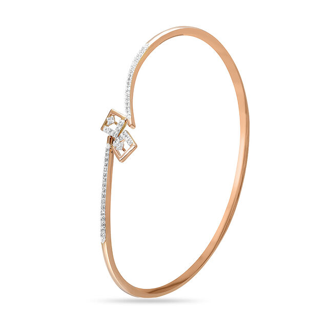 14KT Rose Gold Chic Dual-Tone Rhombus Diamond Bangle,,hi-res image number null
