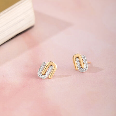 Intertwined Bonds Gold & Diamond Stud Earrings