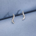 Curved Glow Silver Stud Earrings,,hi-res view 1