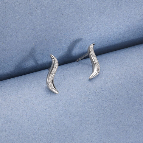 Curved Glow Silver Stud Earrings