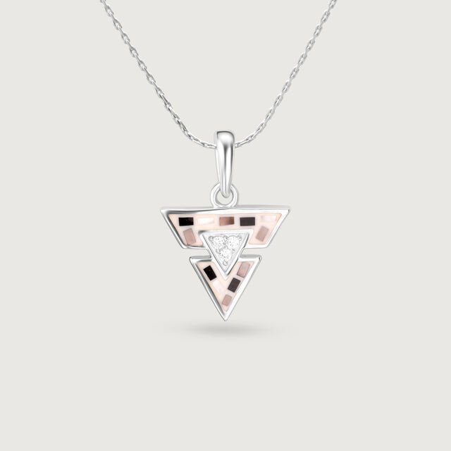 Bold Geometric Silver Pendant,,hi-res image number null