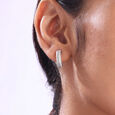 Linear Spark Silver Hoop Earrings,,hi-res view 2
