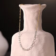 Sleek Dual Tone Paperclip Gold Chain,,hi-res view 1
