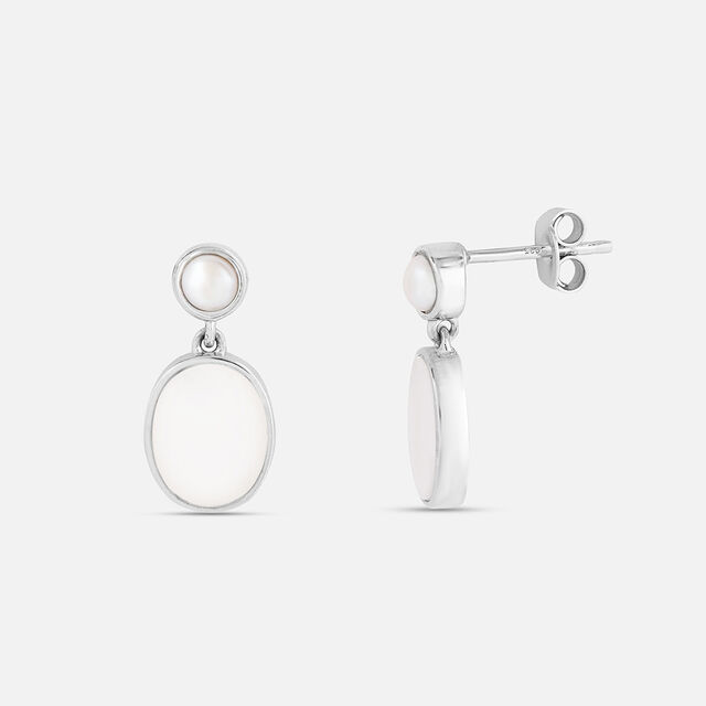 Luminous Pearl Silver Drop Earrings,,hi-res image number null