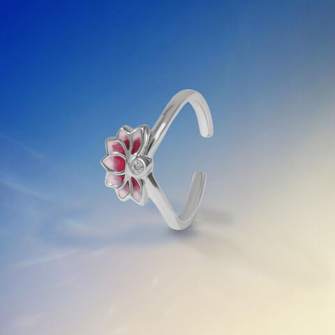Radiant Lotus Silver Toe Ring
