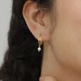 Stellar Loop Pearl Hoop Earrings,,hi-res view 2