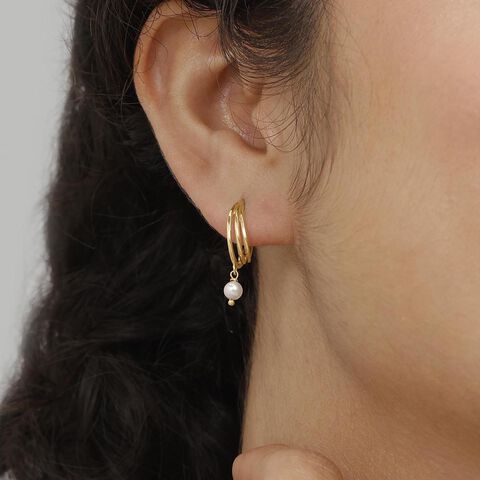 Stellar Loop Pearl Hoop Earrings