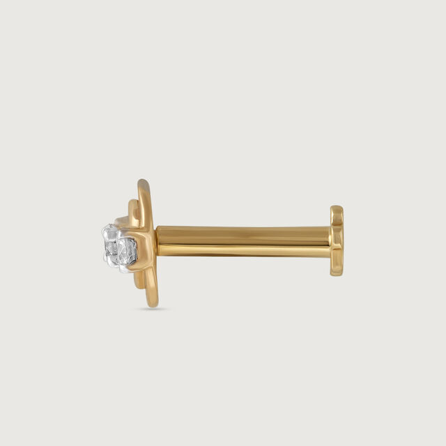 Cosmic Loop Gold and Diamond Nose Pin,,hi-res image number null