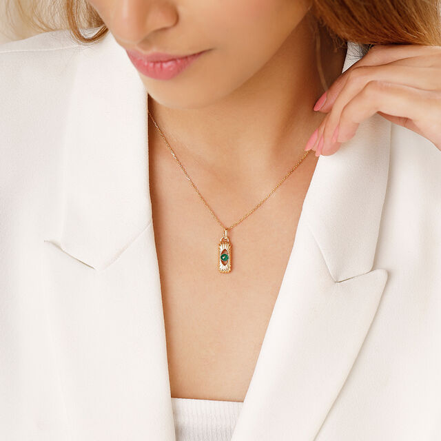 Elegant Enchantment 18KT Chain Emerald Pendant with chain,,hi-res image number null
