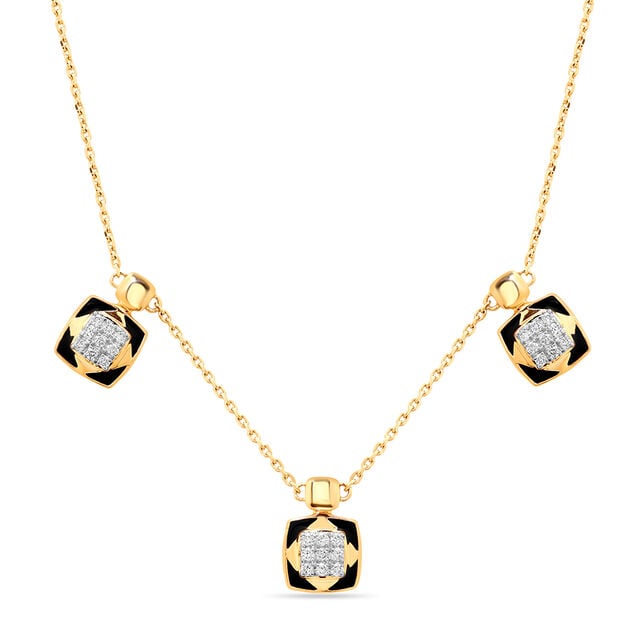 18 KT Yellow Gold Abstract Glimmer Diamond Necklace,,hi-res view 2