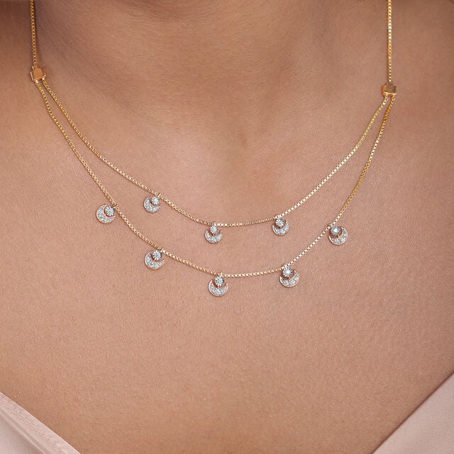 Mystic Moon 14 Kt Gold and Diamond Necklace,,hi-res image number null