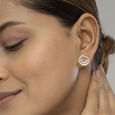Basketry Bliss Gold and Diamond Stud Earrings,,hi-res view 2