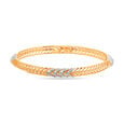 14KT Yellow Gold  Diamond Chevron Bangle,,hi-res view 2