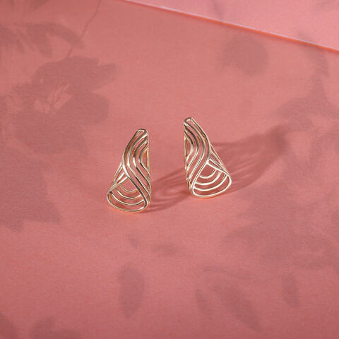 14KT Yellow Gold Triangle Edge Delight Stud Earrings