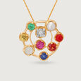 Gemstone Galaxy 14KT Modern Navratna Pendant,,hi-res view 3