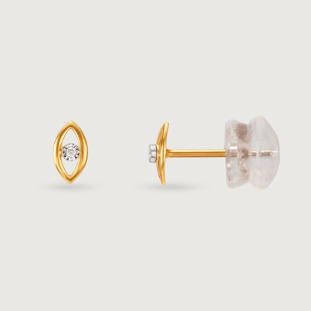 Shimmering Eye 14 Kt Gold and Diamond Stud Earrings,,hi-res image number null