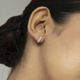 Modern Luxe Gold & Diamond Hoop Earrings,,hi-res view 2