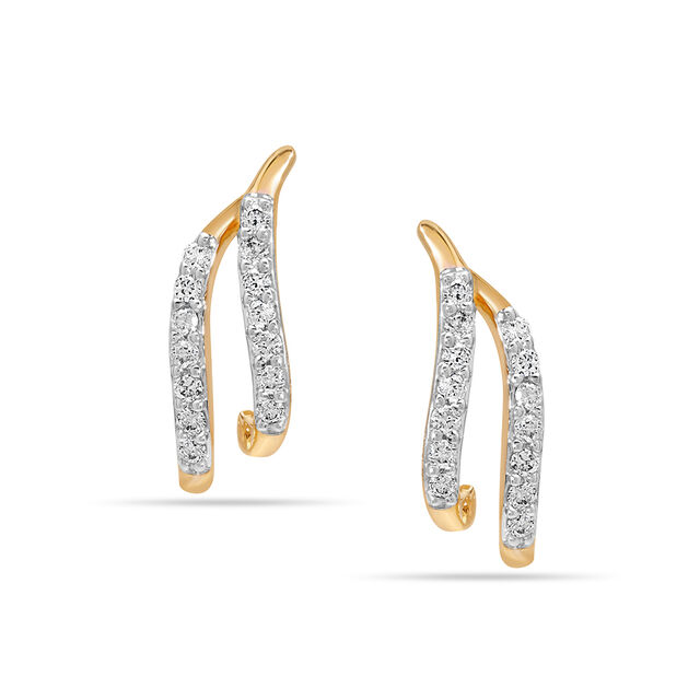 14Kt Yellow Gold Dotted Delight Diamond Hoop Earring,,hi-res view 2