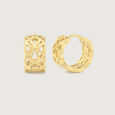 Intricate Lattice Gold Hoop Earrings,,hi-res view 5