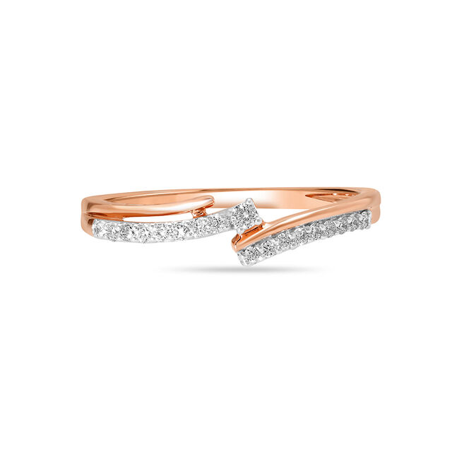 14KT Rose Gold Crossed Paths Diamond Finger Ring,,hi-res image number null