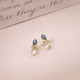 Aqua Shine Pearl & Gold Stud Earrings,,hi-res view 1