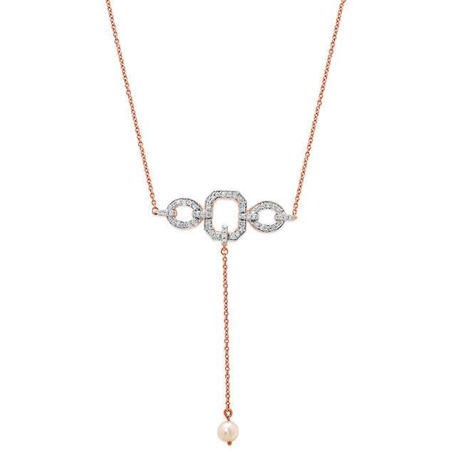 14KT Rose Gold Stunning Hexagon Pearl Necklace,,hi-res image number null
