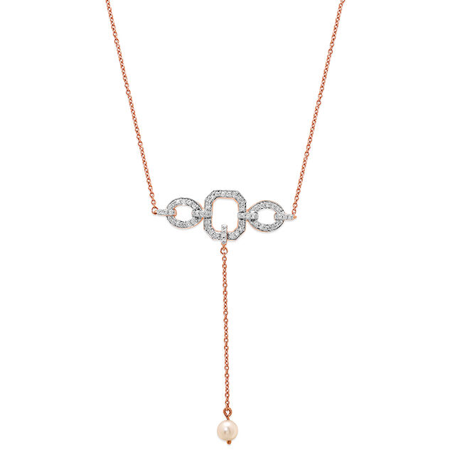 14KT Rose Gold Stunning Hexagon Pearl Necklace,,hi-res view 3