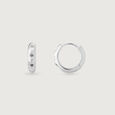 Bold Noir Silver Hoop Earrings,,hi-res view 4