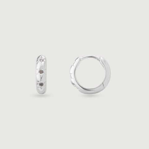 Bold Noir Silver Hoop Earrings