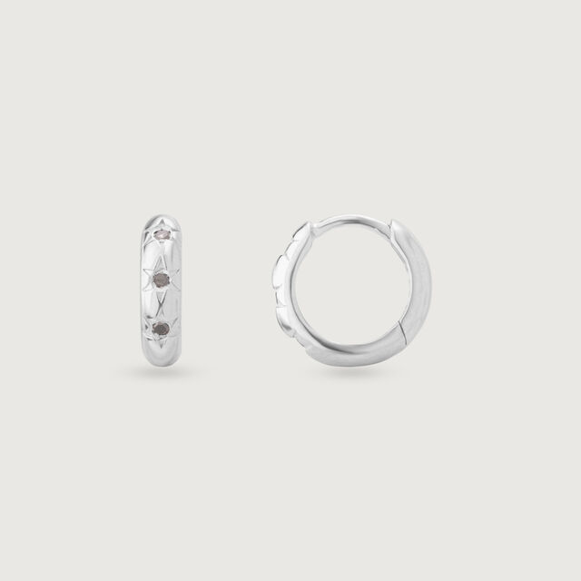 Bold Noir Silver Hoop Earrings,,hi-res image number null