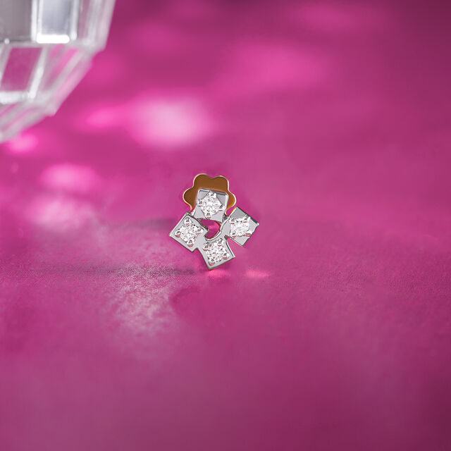 Retro Charm Gold & Diamond Nose Pin,,hi-res image number null