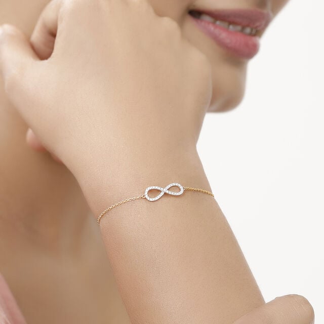 14 KT Yellow Gold Infinity Diamond Bracelet,,hi-res view 3