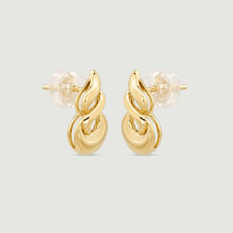 Sleek Fluid Gold Stud Earrings