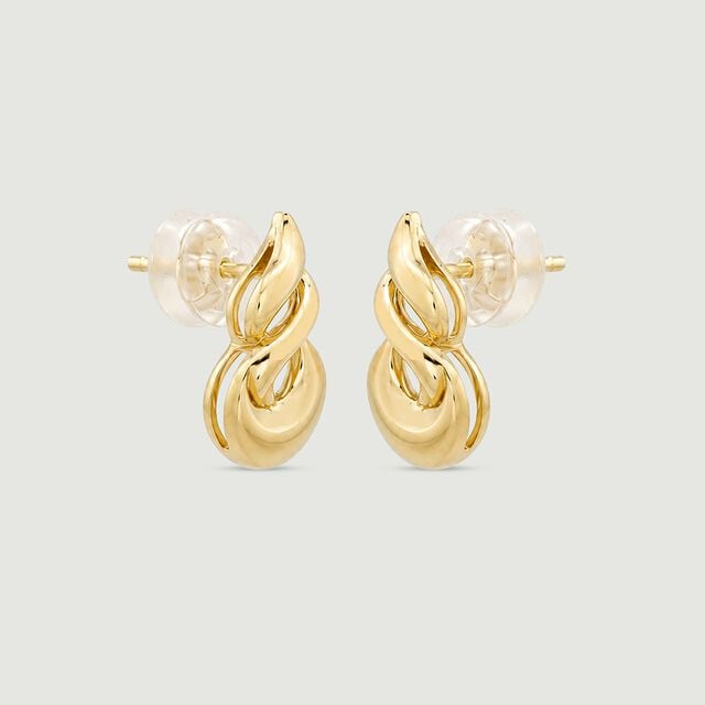 Sleek Fluid Gold Stud Earrings,,hi-res image number null