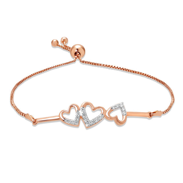 14KT Rose Gold Lovely Heart Diamond Bracelet,,hi-res image number null