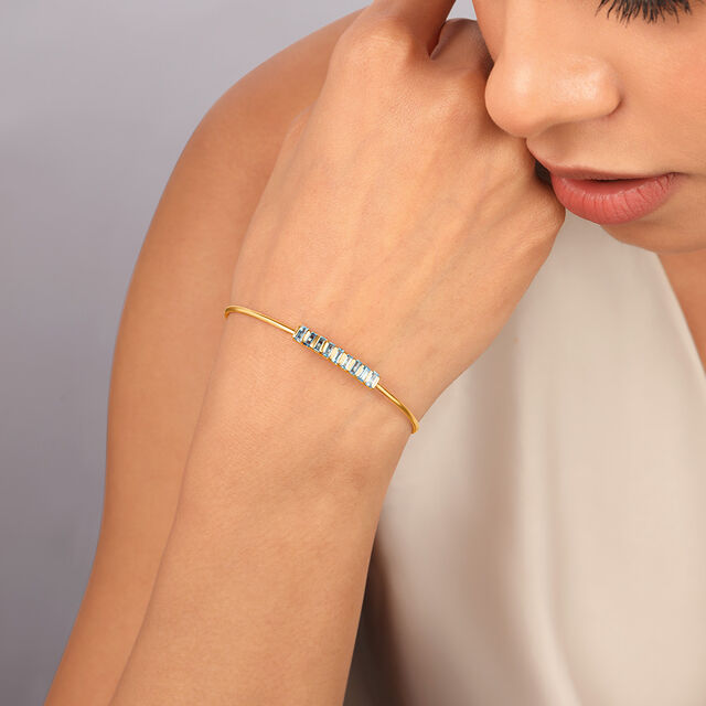 14KT Yellow Gold Blue Topaz Serenity Bangle,,hi-res image number null