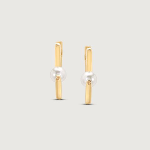 Mystic Arc Pearl Hoop Earrings