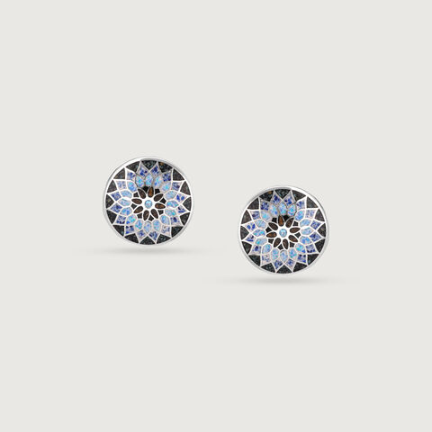Mosaic Shine Silver Stud Earrings
