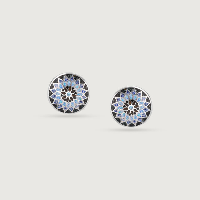 Mosaic Shine Silver Stud Earrings,,hi-res image number null