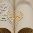 Letter I 14KT Yellow Gold Initial Ring,,hi-res view 1