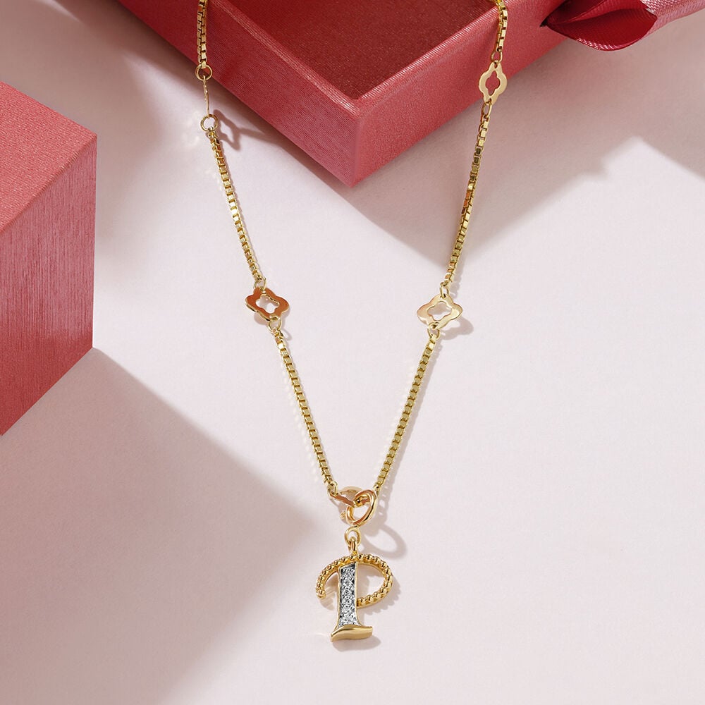 Gold alphabet pendant tanishq discount