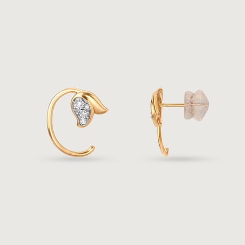 Chic Tulip 14 Kt Gold & Diamond Stud Earrings
