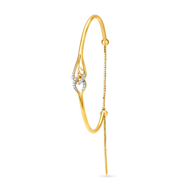14KT Yellow Gold Bangle with Diamond,,hi-res view 1