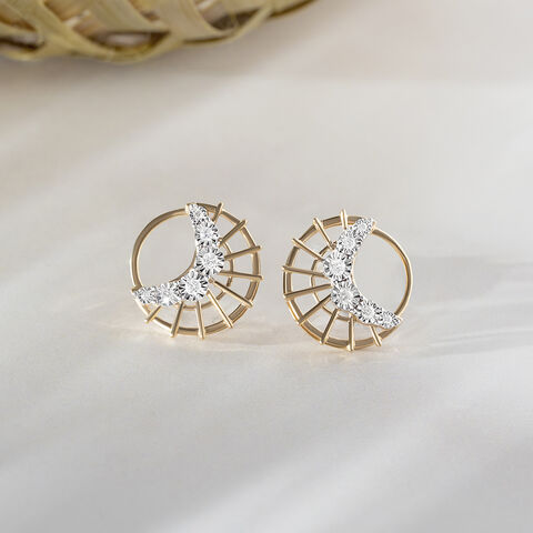 Basketry Glam Gold and Diamond Stud Earrings
